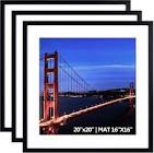 Yaetm 20x20 Black Picture Frame Set of 3, Square Photo Frame Displays 16x16 with Mat or 20 x 20 without Mat, Gallery Wall Frame for Wall Mounting (3 Pack, Black)