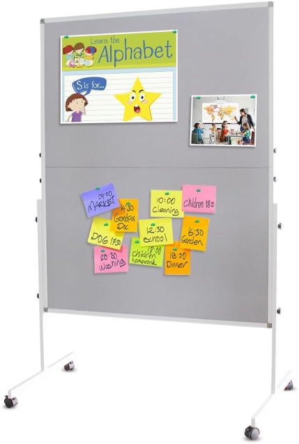 VIZ-PRO Large Fabric Bulletin Board/Foldable Notice Board Felt Gray, 120 X 150 Inches, Silver Aluminium Frame