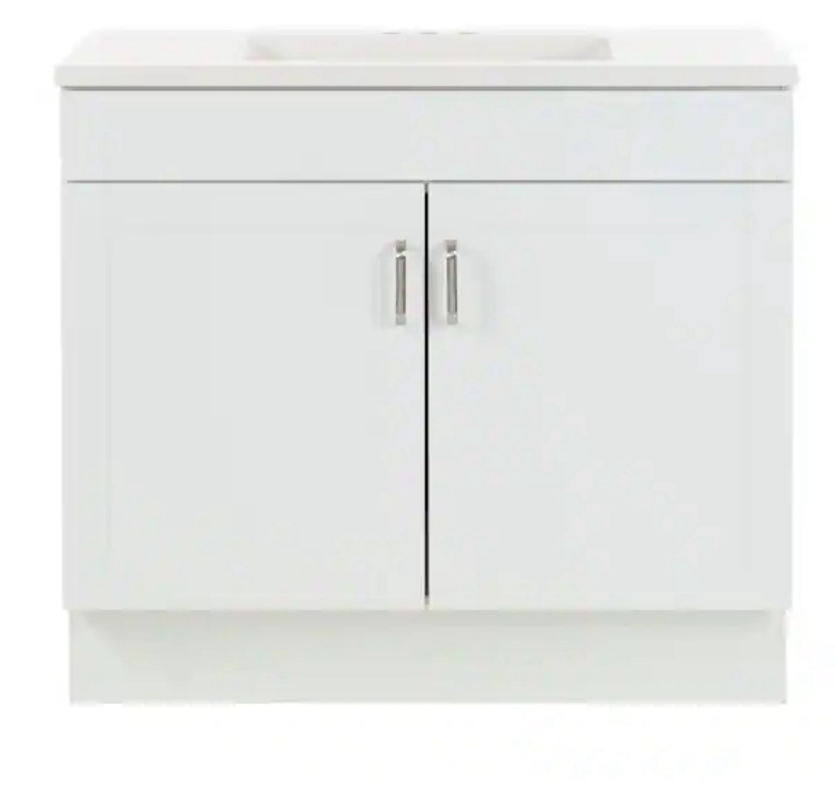 Glacier Bay Penford 37 in. W x 19 in. D x 33 in. H Single Sink Freestanding Bath Vanity in White with White Cultured Marble Top
