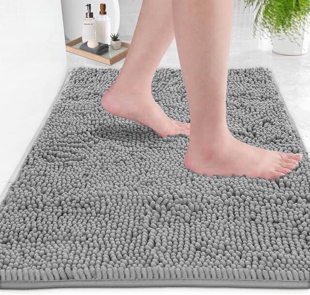 Azriah Luxury Chenille Super Soft Absorbent Microfiber Rectangle Non-Slip Bath Rug