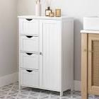 Manhattan Bathroom Floor Storage Cabinet, Bathroom Cabinet Freestanding, with 4 Drawers, Adjustable Shelf