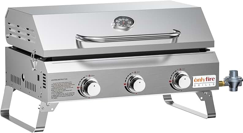 Stainless steel flat top gas grill griddle