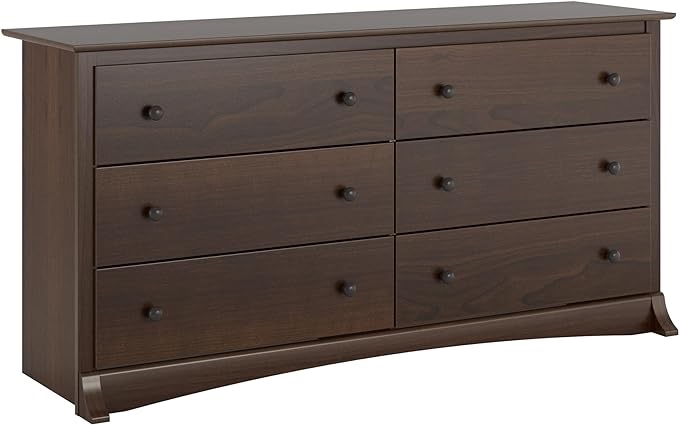 Prepac Fremont Bedroom Furniture: Espresso Double Dresser for Bedroom, 6-Drawer Wide Chest of Drawers, Traditional Bedroom Dresser, EDC-6330-V, 59"W x 16"D x 29"H Visit the Prepac Store