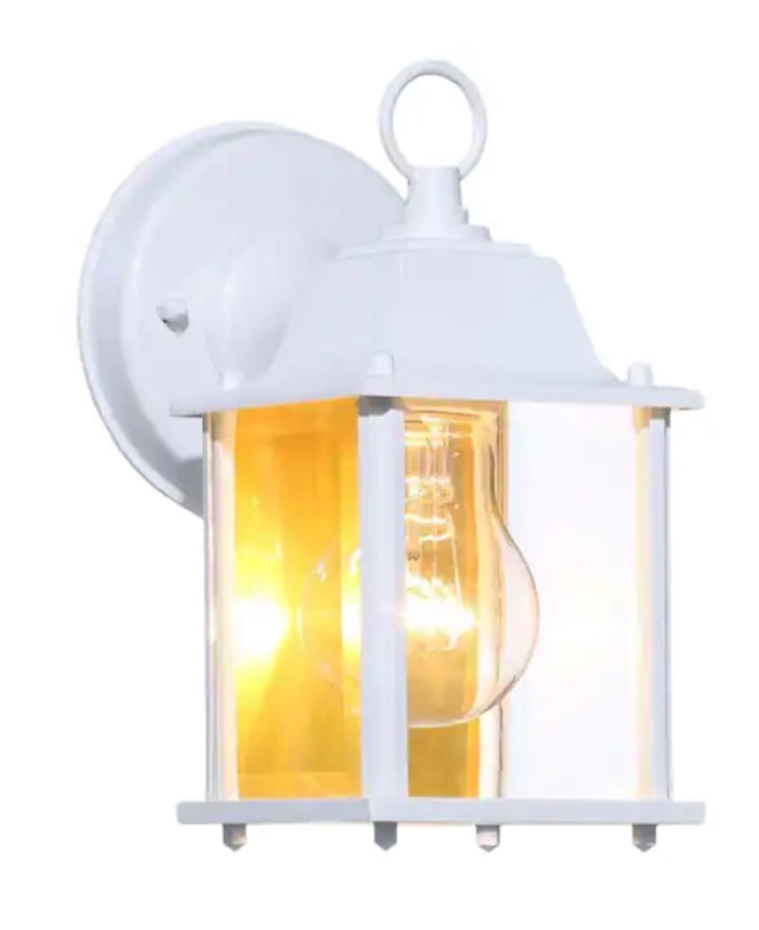 8.19 in. White Decorative Outdoor Wall Coach Lantern Light
