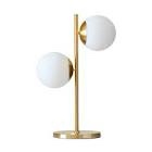 Sphere 20 in. Antique Brass Mid-Century Modern Integrated LED Desk Table Lamp with Built-In 3-Way Dimmer