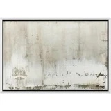 Framed Canvas Print Wall Art Pastel Minimal Grunge Brown White Paint Strokes Abstract Shapes Illustrations Modern Art Decorative Contemporary for Living Room, Bedroom, Office 
