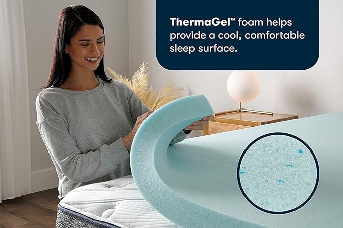 Serta ThermaGel Memory Foam Mattress Topper, King, Blue