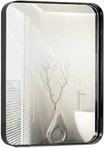Hamilton Hills 16x24 inch Metal Black Frame Mirror for Bathroom | Brushed Rectangular Rounded Corner Vanity | 2" Deep Set Design Small Wall Mirrors Decorative | Hangs Horizontal and Vertical