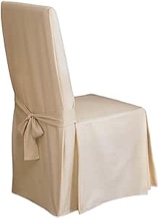 SureFit Duck Cotton Solid Dining Chair Slipcover - Full Length Relaxed Fit High Back Chair Cover / Perfect For Adding Accents To Your Dining Room, 17 x 18.5 x 42 Inches, Natural