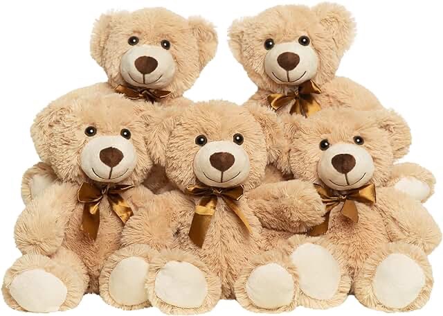 Quaakssi Teddy Bears Bulk 5 Packs Teddy Bear Stuffed Animal Plush Toys Gift for Kid Girlfriend,13.5 Inches Stuffed Bears for Christmas Valentine’s Day Birthday Wedding Party