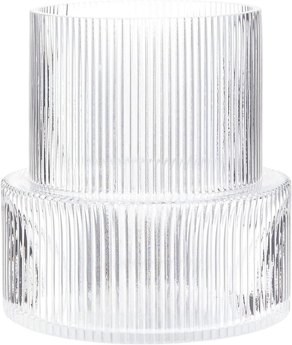 YANWE1 Ribbed Glass Vase, Large Glass Vase, Flower Vase, Fluted Glass Vase for Flowers, Modern Vase, Clear Glass Vase for Living Room, Office, Dining Table, Entryway, Mantle, Shelf, Wedding, 9 Inches