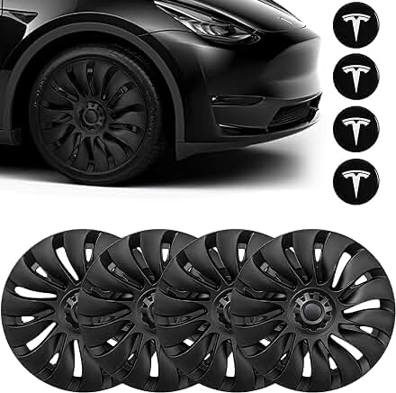 LOZUZ Wheel Cover for Tesla Model Y Wheel Cover Hubcap 19 Inch Compatible with Tesla Model Y 2021-2023 Wheel Replacement Hub Caps ABS Hub Cap Set of 4 Matte Black Wheel Cover(OEM Style Matt Black) OEM Style Matt Black Model Y Wheel Cover