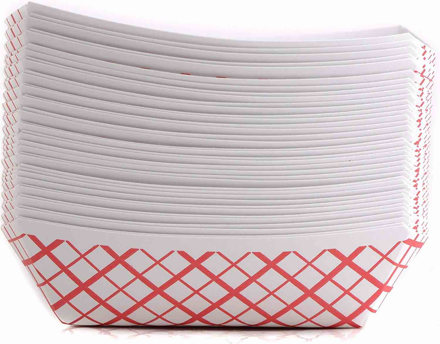 [500 PACK] Heavy Duty Disposable Paper Food Tray (2 LB) - Red Check Food Tray, USA MADE, Recyclable, Biodegradable, Compostable, Great for Picnics, Carnivals, Party, Camping, BBQ, Restaurants, Fries