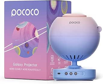 POCOCO Galaxy Star Projector for Bedroom with Replaceable Optical Film Discs, Home Planetarium Night Light Projector with High-Definition Soft Light for Relax, Study, and Meditate, Stress Relief Gifts Blue Pink