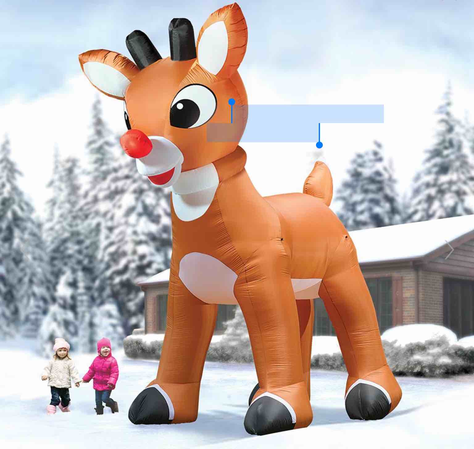 15' Inflatable Rudolph With Blinking Nose
