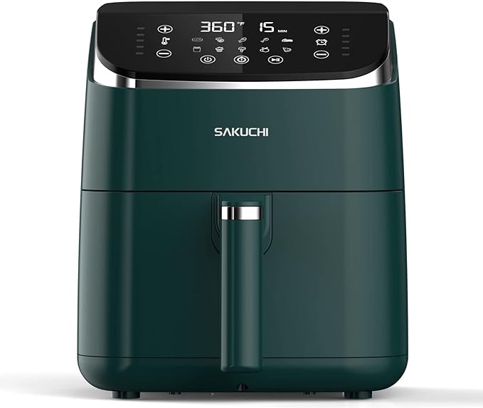 Sakuchi Air Fryer Large 5.8 Quart Air Fryers, 10-in-1 Digital Air Fryer Oven Cooker with 10 Preset Cooking Programs, LED Touch Screen, Non-Stick Tray Basket, Auto Shut-Off, Pot Dishwasher Safe, 1500W (Black) Best Women's Day Present Gift