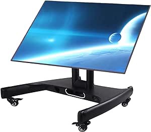 BIGalleons Mobile TV Mount Stand, Low Height Monitor Cart with Wheels for 32-65 inch Flat Curved Screen TV, LED LCD, Height Adjustable, 90°Adjustable Viewing Angle