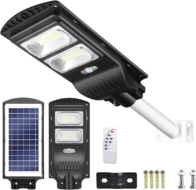 Vipbear Solar Street Lights, Solar Outdoor Lights,Solar Security Light, PIR Motion Sensor,Dusk to Dawn Security Lights Waterproof 6500k 10000lm Super Bright… B0B5R7L4JH Black