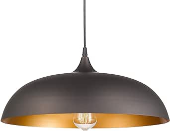 Emliviar Industrial Pendant Lighting, 17" Vintage Farmhouse Metal Hanging Light Fixture, Oil Rubbed Bronze, 1901L ORB Large - Oil Rubbed Bronze - 1 Pack