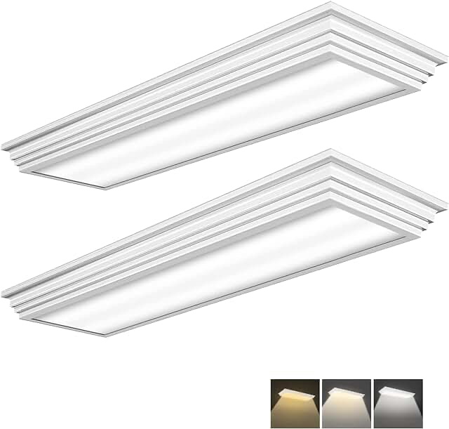 FAITHSAIL Dimmable 2FT LED Wraparound Light, 3 Color Temperature 3000K/4000K/5000K CCT 50W 5500LM 2 Foot Kitchen LED Light Fixture, Flush Mount 24 Inch Linear Ceiling Lighting Fixture, 4 Pack