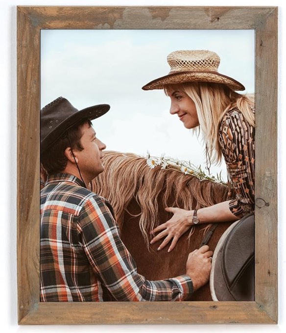 Rustic Picture Frame 16x20, 100% Reclaimed Wood Frame with Tempered Glass, Farmhouse Style Photo Poster Frame 20x16 Distressed & Vintage Looking Wall Decor Gallery Frame Set Mounting or Table Display