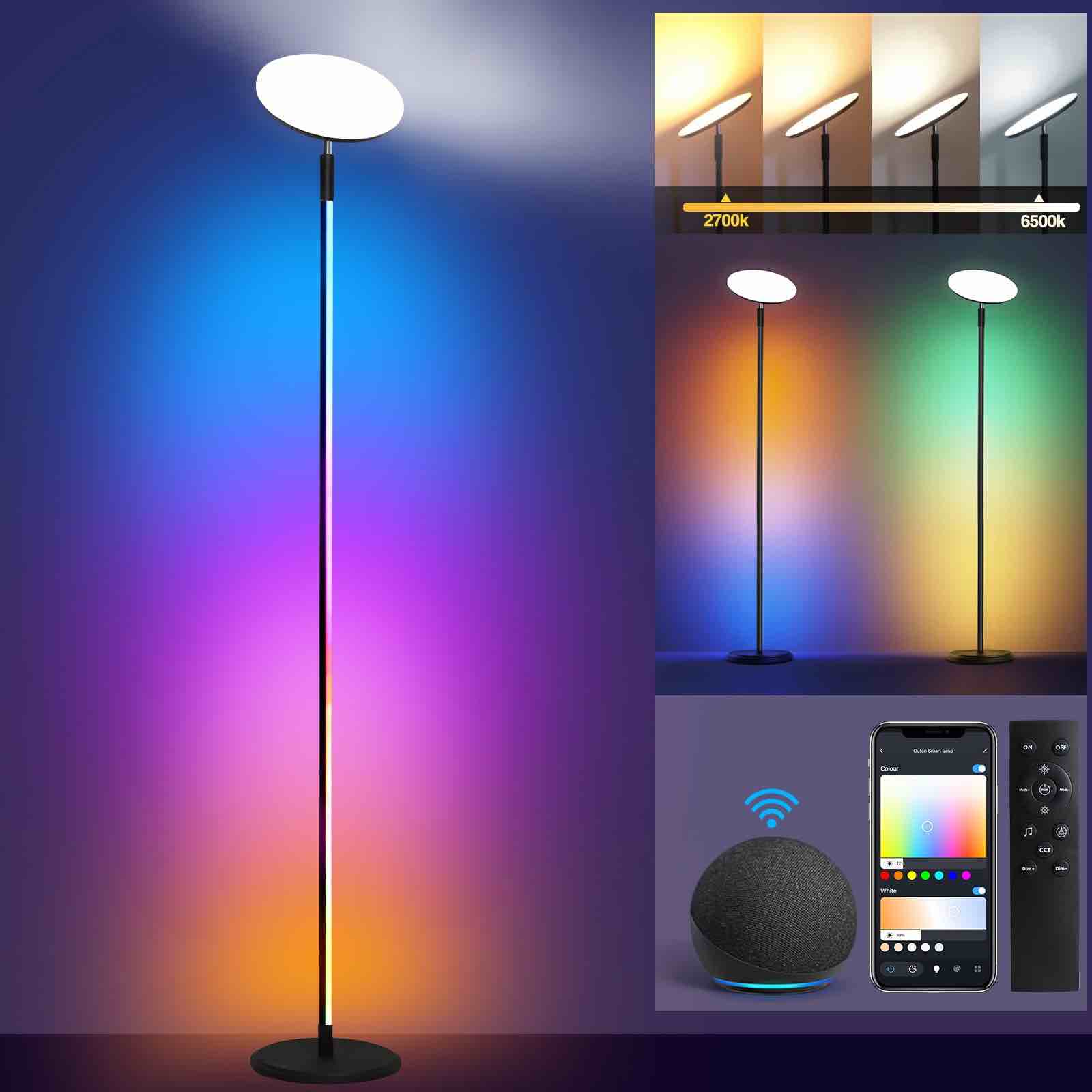 OUTON S1 Floor Lamp, 2-in-1 Smart RGB Corner Lamp & 30W/3000LM