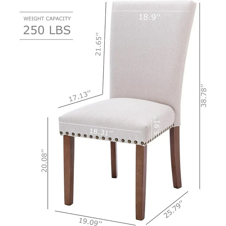 COLAMY Upholstered Parsons Dining Chairs Set of 2 Fabric Dining