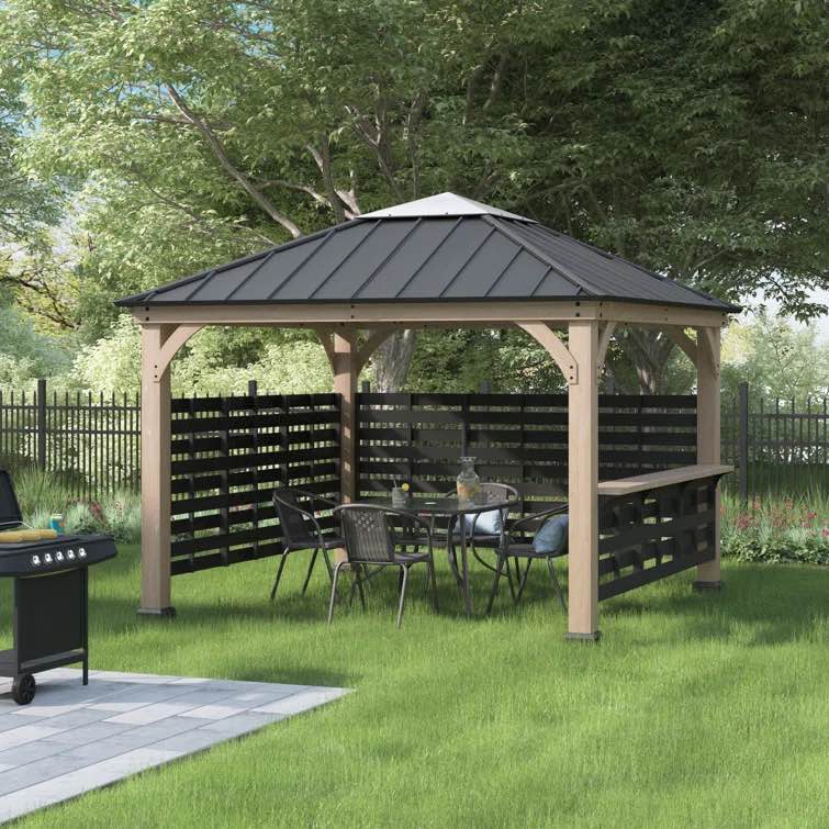11 Ft. W x 11 Ft. D Solid Wood Patio Gazebo (incomplete 1 box only)