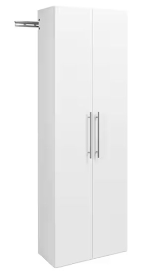 HangUps Collection Manufactured Wood 4-Shelf Wall Mounted Garage Cabinet in White (24 in. W x 72 in. H x 12 in. D) (incomplete 1 box only)