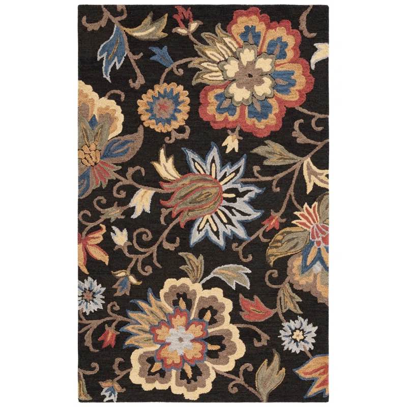 Ronning Floral Hand Tufted Wool/Cotton Area Rug in Black/Yellow