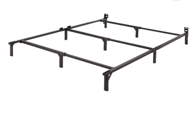 Amazon Basics Metal Bed Frame, 9-Leg Base for Box Spring and Mattress, Queen, Tool-Free Easy Assembly, 79.5" L x 60" W x 7" H, Black