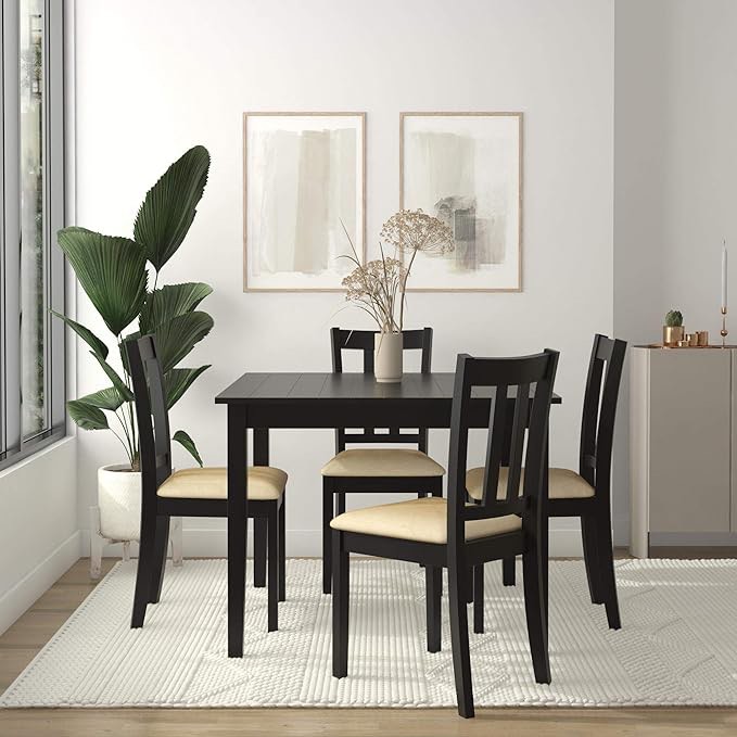 Dorel Living Redmond 5-Piece Traditional Dining Set, Black/Beige ( 3chairs only, incomplete)