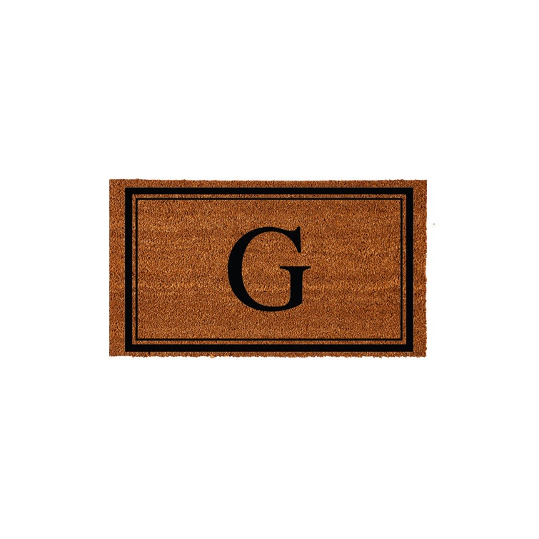 Niarcos 28" x 16" Non-Slip Monogram Coir Outdoor Door Mat