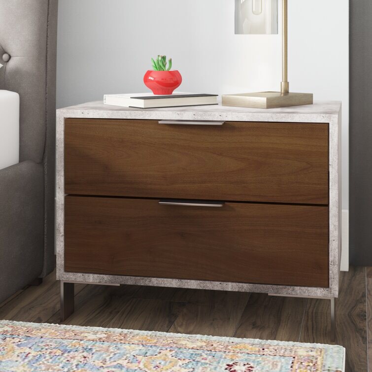 Lipscomb 2 - Drawer Nightstand (Color gray and brown )
