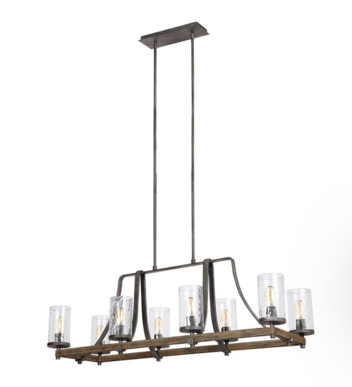 Feiss F3136/8DWK/SGM Angelo Island Chandelier Lighting with Glass Shades, Iron, 8-Light (46"L x 17"H) 480watts