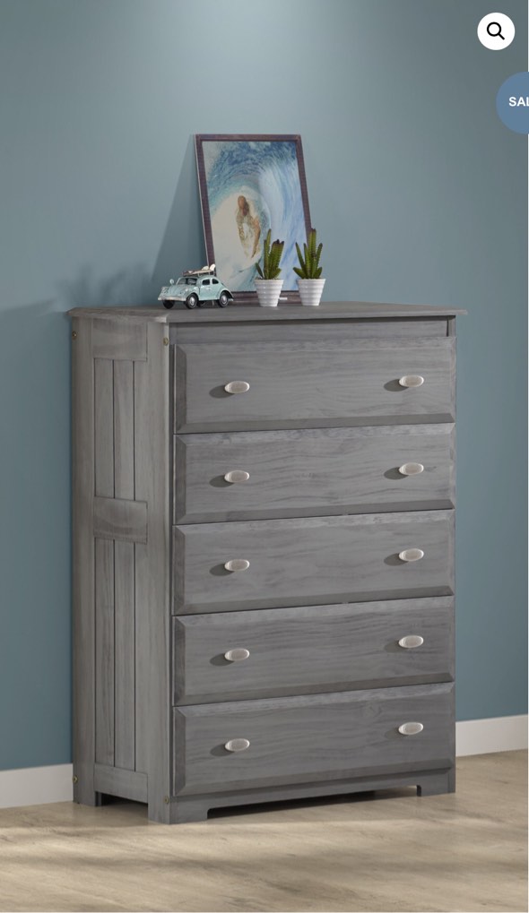Discovery World Furniture Charcoal 5 Drawer Chest 
