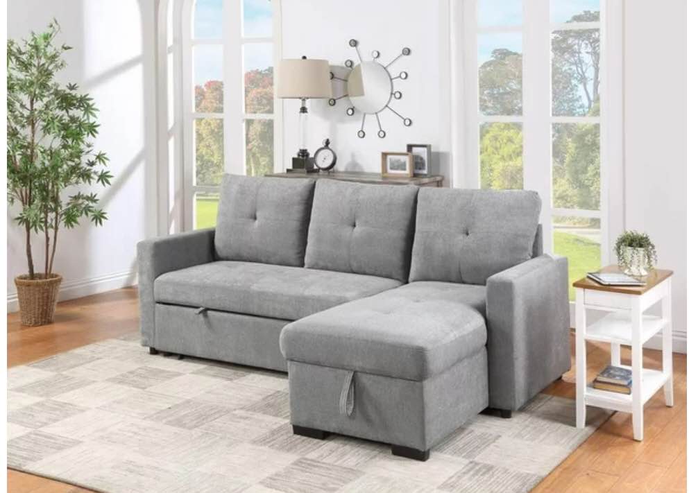 Estelle Fabric Rev. Sleeper Sectional Storage Chaise Cup Holders USB Ports