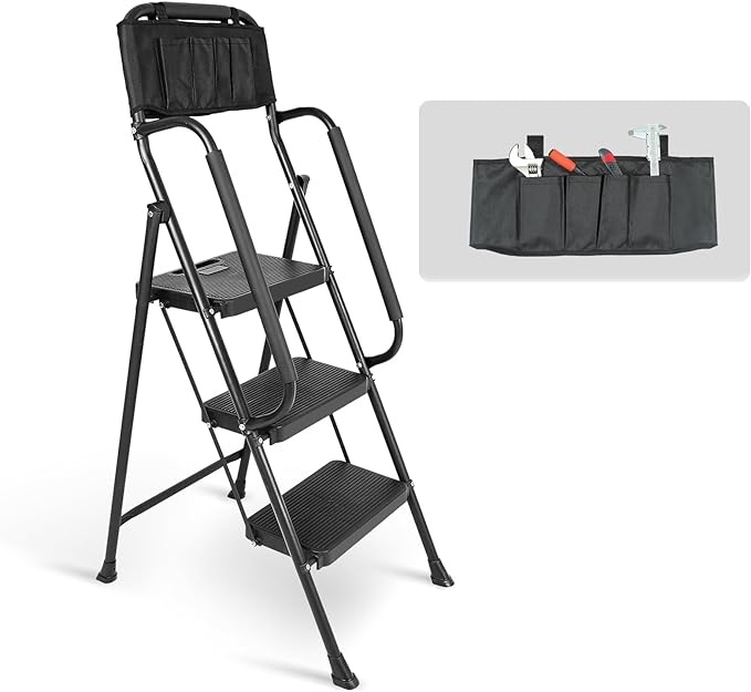 Five step ladder with handrail pantry, home, office water