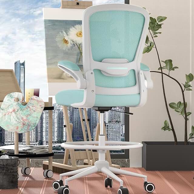 Mimoglad Office Chair, High Back Ergonomic Desk Chair with Adjustable Lumbar Support and Headrest, Swivel Task Chair with flip-up Armrests for Guitar Playing, 5 Years Warranty. SIMILAR TO LOT PHOTO 