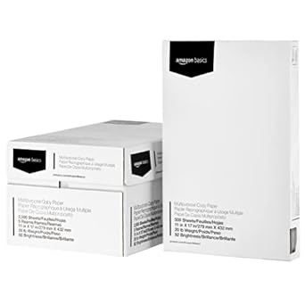 Amazon Basics 92 Bright Multipurpose Copy Paper - 11 x 17 Inches, 5 Ream Case (2,500 Sheets)