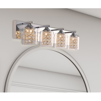 ALLEN + ROTH Quinn 25.98-in 4-Light Chrome LED Modern/ Contemporary Vanity Light Bar