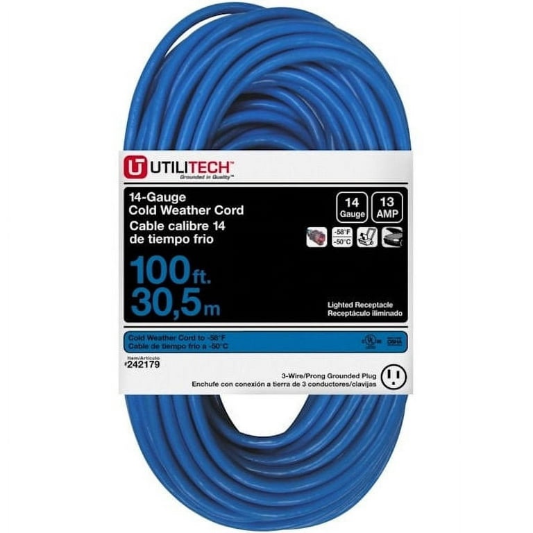UTILITECH 100-ft 14 / 3-Prong Outdoor Sjtw Medium Duty Lighted Extension Cord