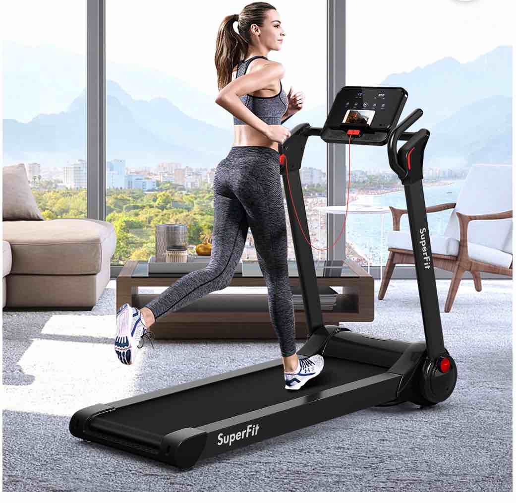 Superfit Folding 2.25HP Electric Treadmill Running Machine APP Control Bluetooth Black