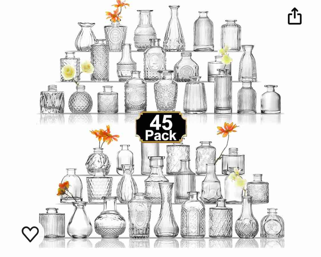 Arme Bud Vase Set of 45, Clear Bud Vases in Bulk, Mini Glass Vases for Flower, Small Flower Vases for Centerpieces, Vases for Decor, Home Wedding Table Décor