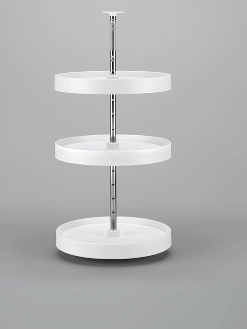 Real Solution 18in 3 Shelf Full Round Polymer Lazy Susan Set Almond