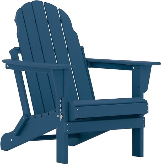VOQNIS Outdoor Adirondack Chair, HDPE Plastic Patio Chairs for Fire Pits, Gardens, Decks, Seaside. Weather Resistant, Waterproof, Easy to Assemble (Navy Blue) Navy Blue Traditional similar