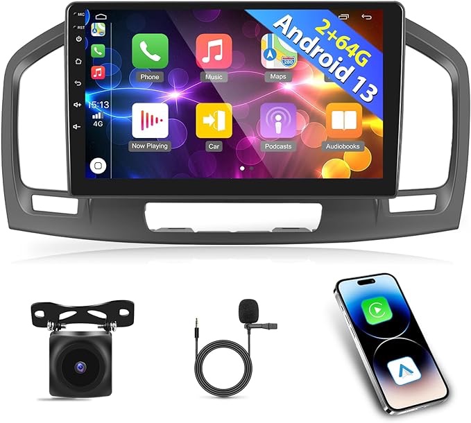 2G+64G] Android 13 Car Radio for Buick Regal 2009-2013, Apple Carplay/Android Auto/WiFi/Bluetooth Touch Screen Stereo + AHD Reverse Camera + MIC