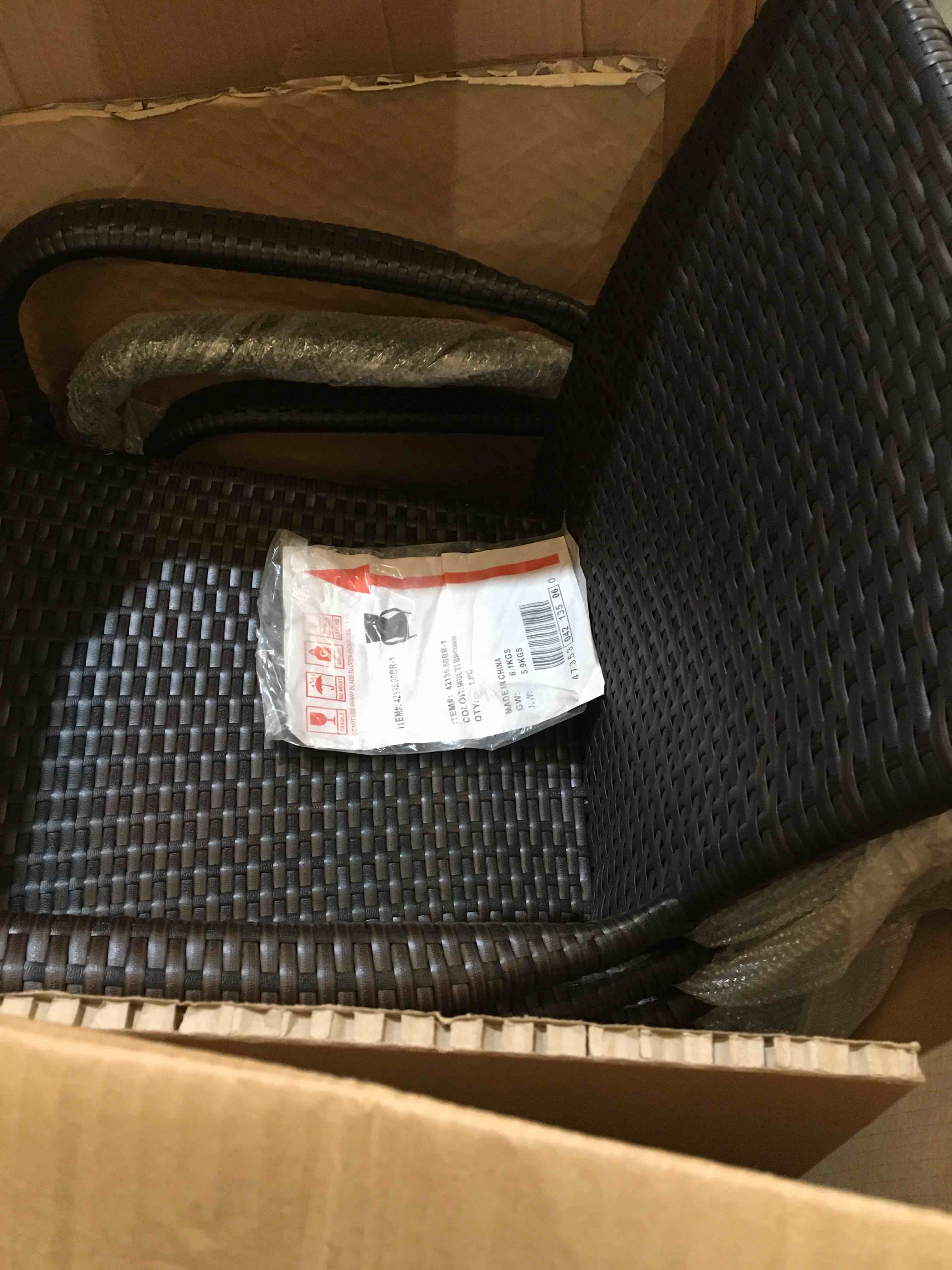 Stackable Outdoor Wicker Dining Chairs All-Weather Firepit Armchair w/Armrests, Steel Frame for Patio, Deck, Garden, Yard - Brown