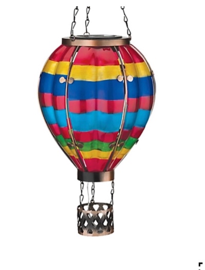 REGAL13512 Hot Air Balloon Solar Lantern Multi Stripes - Large