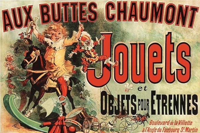 Poster Foundry Jules Cheret Aux Buttes Chaumont Jouets 1885 Vintage French Department Store Toy TV Show Ad Cool Huge Large Giant Wall Art 54x36